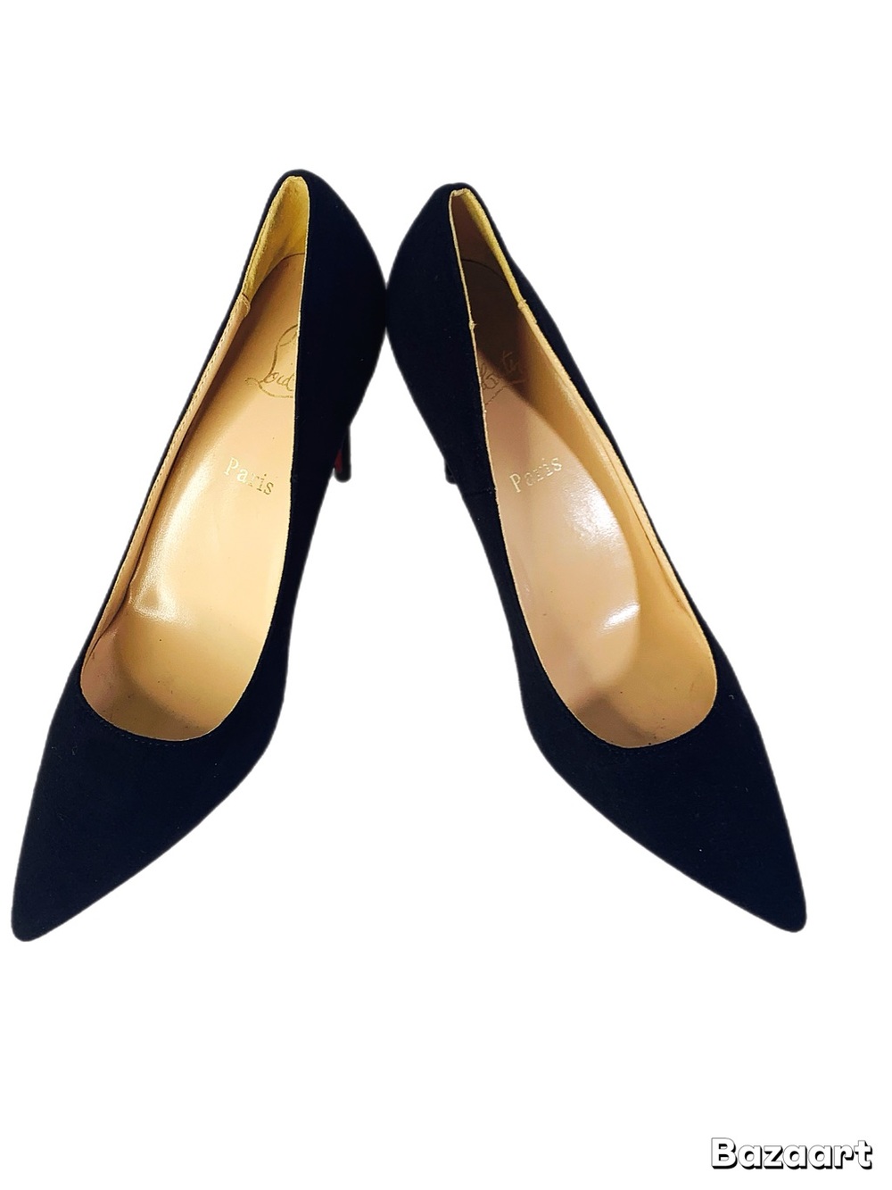 Christian Louboutin Black Pointed Toe Suede Pump with red bottom sz 43